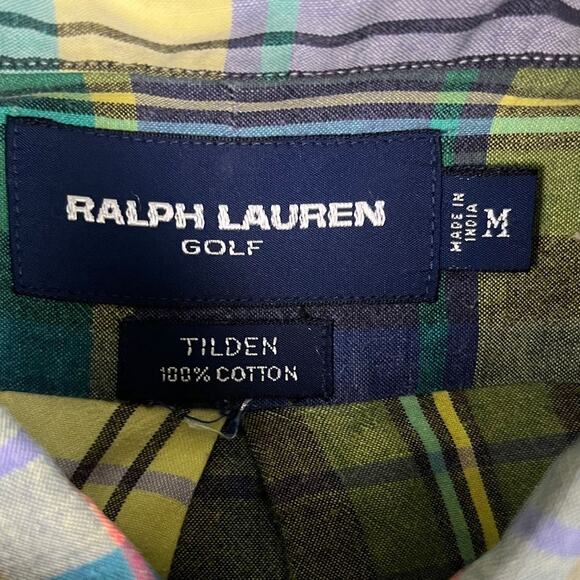 Ralph Lauren Golf Tilden Shirt Men's M Plaid Short Sleeve Button Up Cotton - Picture 3 of 9